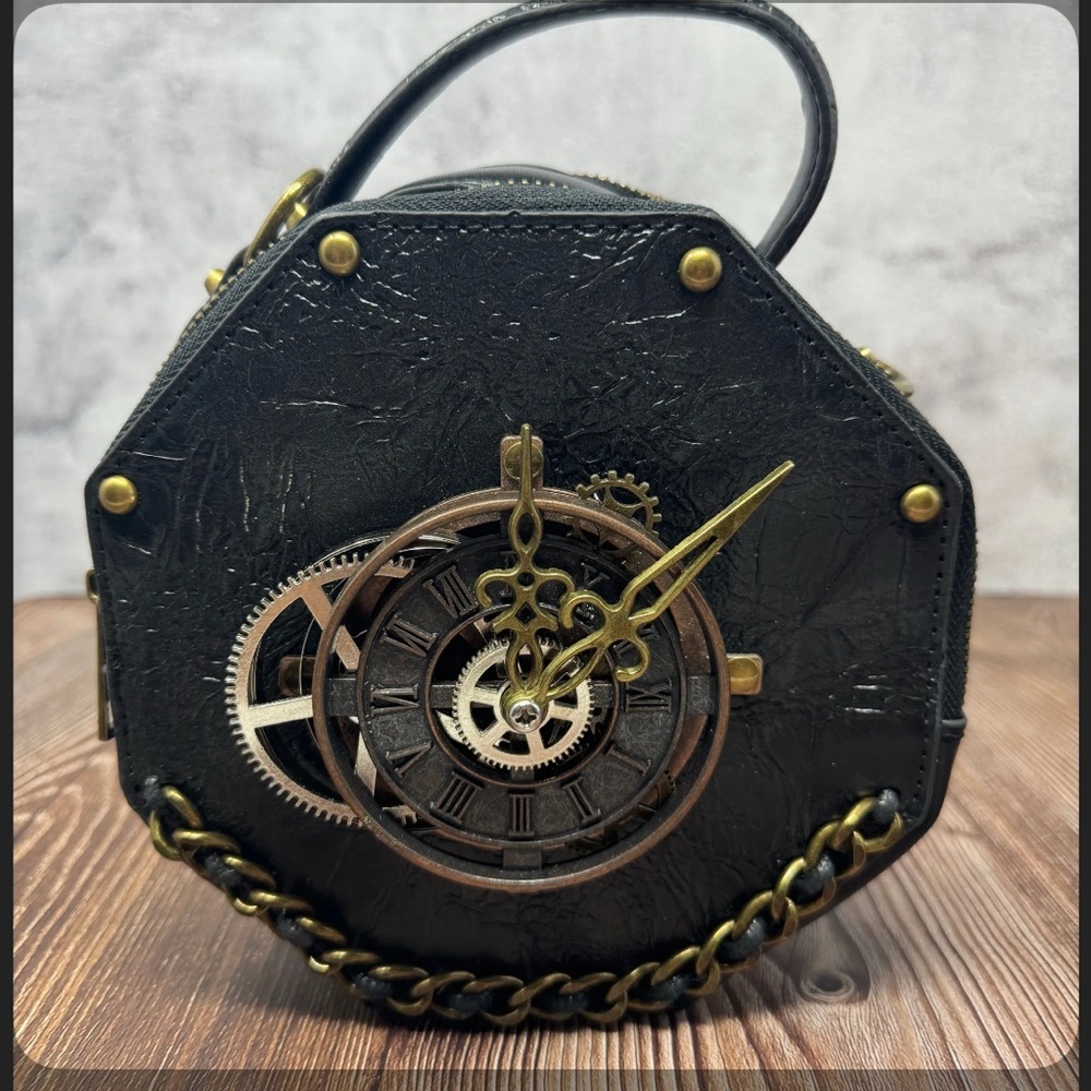 Steampunk Renaissance vegan leather octagon Crossbody handbag​